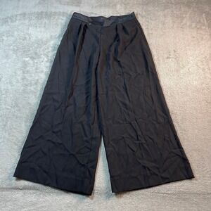 Banana Republic Pants Women's 4 Black Wide Leg Cropped Pleated Career Minimalist